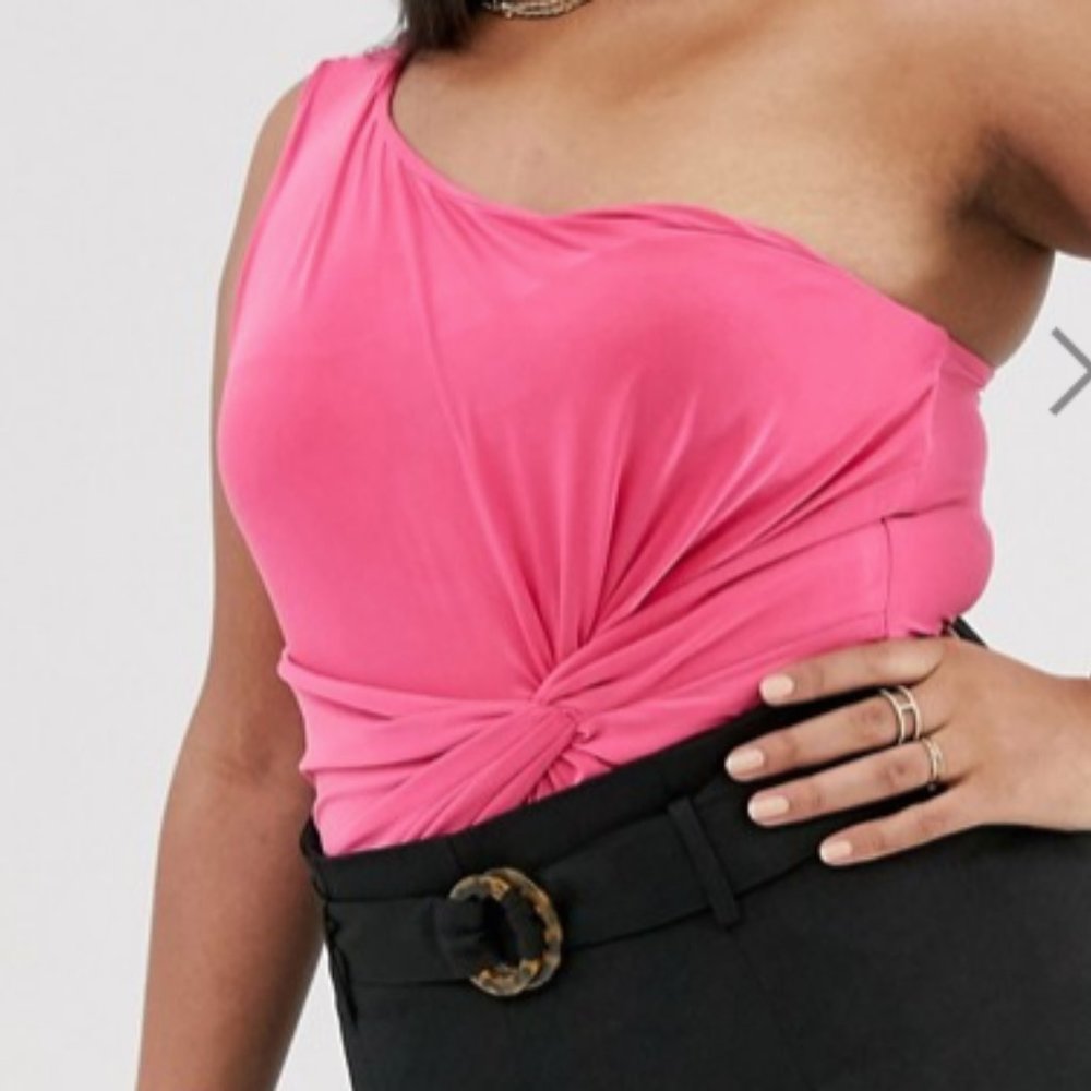 CLUB LONDON size 20 hot pink one-shoulder bodysuit